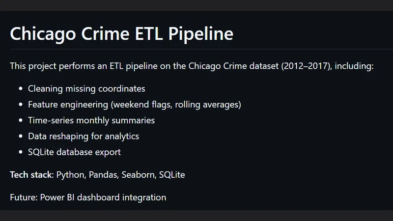 Chicago Crime ETL Pipeline project overview